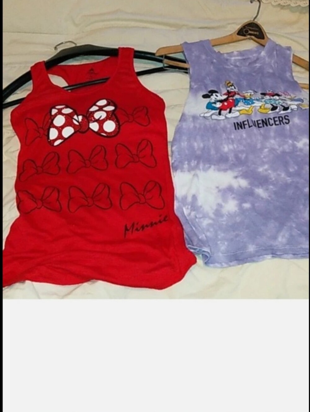 2#Disney Red Minnie Bow Graphic And Mickey Mouse Influencers Tank Tops